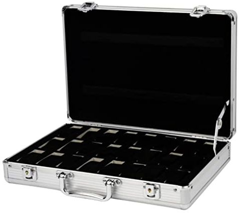 RUVOO Uhrenrolle Uhrenbox Uhrenhalter Uhrenbox 24 Slots Aluminium Koffer Display Aufbewahrungsbox Uhren Aufbewahrungsbox Case Uhrenhalterung Uhrenboxen Uhrenetui Uhrenaufbewahrung
