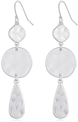 LILIE&WHITE Ohrringe Lange Ohrhänger für Damen – Elegantes Tropfen-Design aus mattem Silber, vielseitig und stilvoll für Alltag und besondere Anlässe
