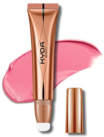 KYDA Blush Beauty Wand, Liquid Face Touch Rouge with Cushion Applicator, Long Lasting Natural Shimmer Silky&Smooth Cream Glowing Blush Makeup, 0.6 fl.oz (#8)