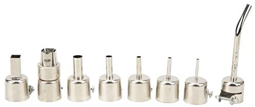 Heat Gun Nozzles Kit, 8 Pieces Curved Angle Tips, Stainless Steel, for Phone Maintenance