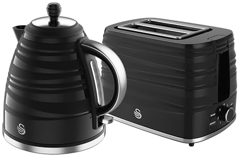 Swan Symphony Kitchen Set, 1.7L Fast Boil Kettle & 2 Slice Toaster, White, SK31050WN, ST31050WN