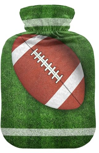 Wärmflasche mit Bezug, American Football Field 2L Auslaufsicherer Wärmbeutel für Handfußwärmer, Nacken, Schulter, Rücken, Muskelschmerzlinderung, Kältekompresse