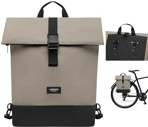 LARKSON Fahrradtaschen für Gepäckträger Damen & Herren Grau - Tammo Bike - 2 in 1 Fahrrad Tasche Rucksack & Gepäckträgertasche Hinten - Wasserabweisend