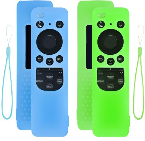 2Pcs Custodia Telecomando per Samsung 2023:Compatibile con TM2360E / TM2361E BN59-01432A / 01432J Custodia Protettiva in Silicone Copri Telecomando per Samsung Custodia Telecomando Blu e Verde Fluo