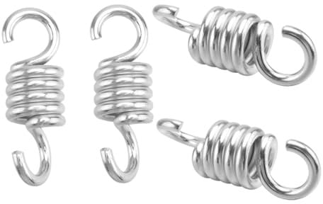 POPETPOP 4pcs Chair Spring Swirl Swing Frame Bracket Outdoor Sand Swings Gazebo Carabiner Large Heavy Duty Swing Hangers Hooks Coil Spring for Swing Trampoline Fixing Spring Metal Silver