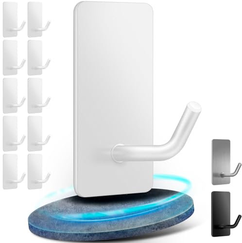 Handtuchhalter ohne Bohren 10er-Pack, Haken Selbstklebend 304 Edelstahl, Klebehaken Extra Stark Kann Großen Artikel Hänge, Wandhaken Selbstklebend für Bad, Toilette & Küche,Rostbeständig Handtuchhaken