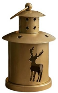 MVOSJFIE Christmas Vintage Candlestick Iron Art Cabin Christmas Style Decorative Accessories B