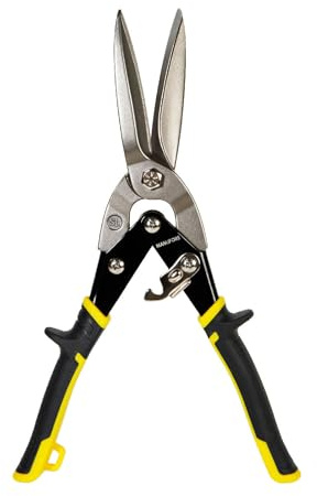 MANUFORE 12-Inch Straight Aviation Tin Snips Cr-Mo Heavy Duty Metal Shears