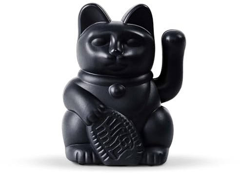 DONKEY Lucky Cat Solar Black „Sumi“ – kleine Schwarze Solar-Winkekatze/Glückskatze, 5 cm, Steht für Eleganz, ohne Batterie