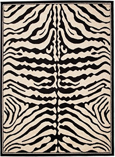 Carpeto Teppich Wohnzimmer 120x170cm Schwarz und Weiß Zebra Weich Kurzflor | Teppich für Schlafzimmer Büro Esszimmer Eingangsbereich Pflegeleicht Tierfreundlich Allergikerfreundlich Synthetisch Modern