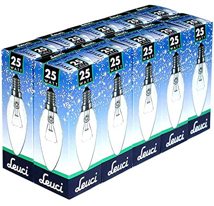 Leuci 10 x Glühbirne Kerze 25W E14 Glühlampe KLAR Glühbirnen Glühlampen Kerzen warmweiß dimmbar (25 Watt)