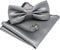 JEMYGINS Fliege Herren Grau 3 Satin Zweifach Gefaltet und Einstecktuch mit Manschettenknöpfe Sets(11)