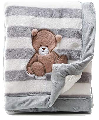 AGDLLYD Babydecke,Kinderwagen Decke,Babydecke Frühling, Herbst und Winter Einschlag,Doppelschichten Flanell weiche Babydecke Winter warme 75x100cm (Bär B)