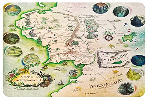 Herr der Ringe Badteppich Karte Badezimmer Matte Traumkarte weich saugfähig zottelig rutschfest Tür Boden Badteppich Teppich für Schlafzimmer Küche Wohnzimmer 45 x 114 cm