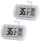2 Pack Refrigerator Fridge Thermometer Digital Freezer Room Thermometer Waterproof Large LCD Display Max/Min Record Function-White