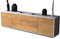 Stil.Zeit TV Schrank Lowboard, Andrico, Korpus Weiss matt, Front Holz-Design Eiche, (180x49x35cm), Push to Open Technik & Leichtlaufschienen