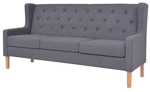 Kstyhome 3-Sitzer-Sofa, Polstersofa, Loungesofa, Couchgarnitur, Wohnzimmersofa, Sofagarnitur, Stoff Grau