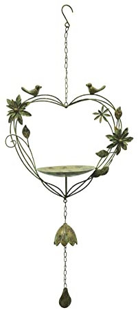 Esschert Design Hanging Heart Bird Feeder (Verdigris)