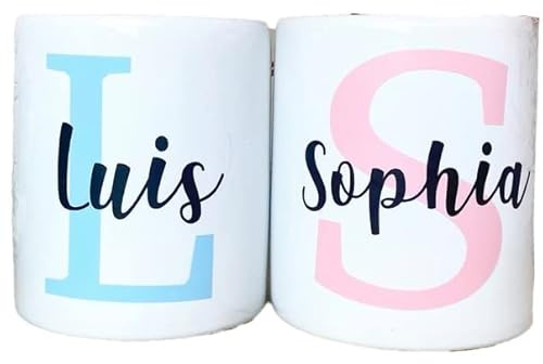 Spardose personalisiert mit Wunschnamen und Initial aus Porzellan mit Schacht am Boden Geschenkidee I Ostern I Geburtstag I Weihnachten I Geburtstag I Hochzeit Vinyl Sticker