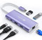 Hub USB C, UtechSmart 6 in 1 adattatore da USB C a HDMI con 1000M Ethernet, ricarica PD 100W, adattatore a 3 porte USB 3.0 compatibile con MacBook Pro, Chromebook e dispositivi USB C (viola)