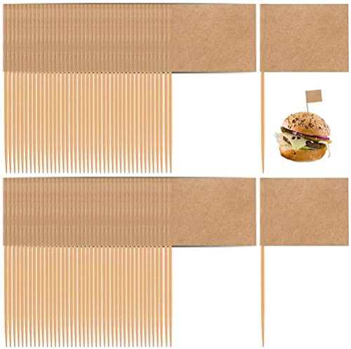 Stakee 100pcs Leere Zahnstocher Flaggen Kuchen - -flaggen -Food -Labels Flagge Vorspeisen Obststicks Für Partyzubehör