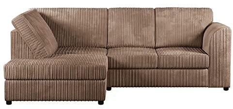 Furnishings For Less UK New Luxor Fullback Coffee Jumbo Cord 3-4 Seater Corner Sofa Coffee Corduroy LHF (Left Hand Facing)