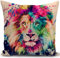 Kissenbezug löwe Kissen deko löwen bunt Geschenke für sofakissen kissenbezüge dekokissen couchkissen kissenhülle Sofa Schlafzimmer Wohnzimmer Zimmer zierkissen 40x40 cm