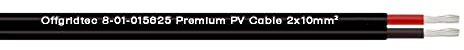 Offgridtec 2 cables solares de 10 mm² PV1-F de dos núcleos, negro, 10 m