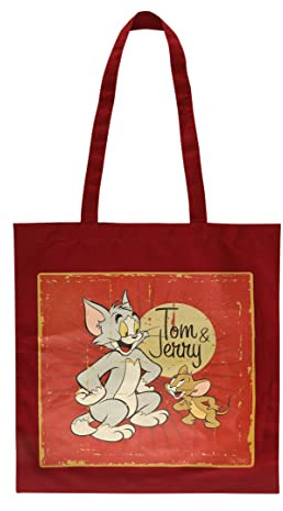 Cinereplicas - 100% Baumwolle 41 * 38cm Tragetasche - Looney Tunes/Tweety Pop Art/Tom & Jerry - Offizielle Lizenz (Tom & Jerry)