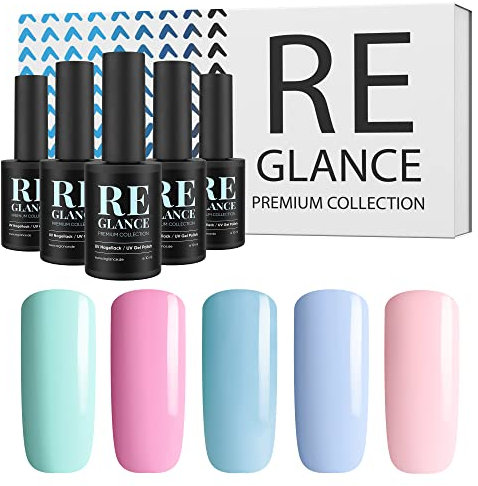 Soak-Off UV/LED mehrfarbig Gel Nagellack Set, Reglance - 5x Nail Polish mit Geschenkbox (Harmony)