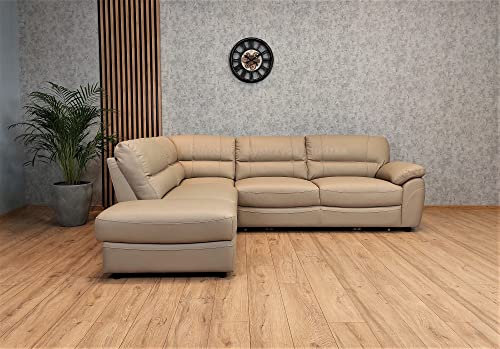Quattro Meble Super bequemes Echtleder Ecksofa Balticus 265 x 210 cm Leder Sofa Couch mit Bettfunktion und Bettkasten Echt Leder Eck Couch Viele Farben Kaltschaum (Ecke Links 210 x 265 cm)