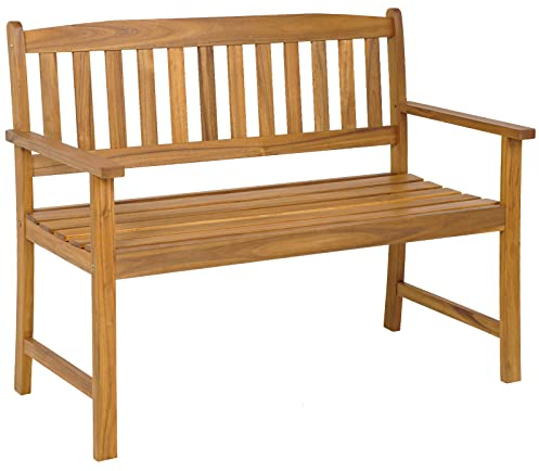 COSTWAY Gartenbank Holz, Holzbank wetterfest, 2-Sitzer Sitzbank aus Akazienholz, Balkonbank bis 360 kg belastbar, Terrassenbank, Parkbank für Terrasse, Balkon, Garten