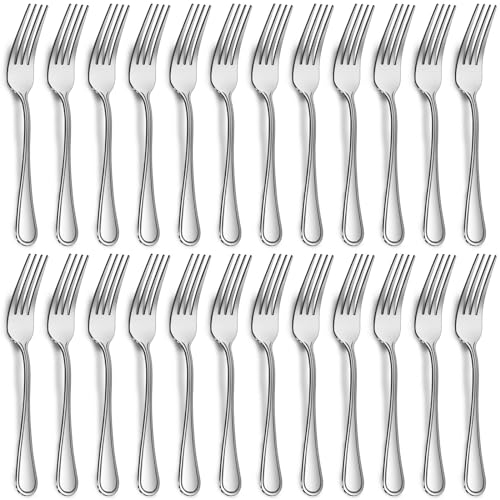 Gifcomda Lot de 24 Fourchettes de Table en Acier Inoxydable, 7,87 pouces (20cm), Poli Brillant Pour la Maison, le Restaurant, la Fête, Passe au Lave-vaisselle