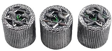 Guyker Guitar Bass Potentiometer Control Knobs with 6mm Dia. Shaft Pots - 3PCS Zinc alloy Speed Tone Volume Knob Replacement Part, (Ancient Silver Snake Shape Top, Ancient Silver body)