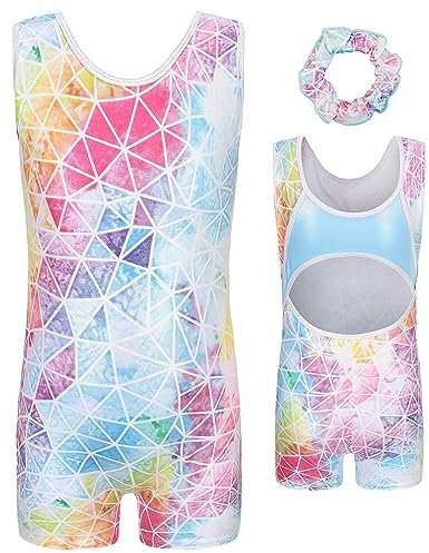 SEAUR Kinder Mädchen Turnanzug Ärmellos Trikot mit Haarband Gymnastik Turnen Tanzen Ballet Kleidung Klassisch Gymnastikanzug Trikotanzug 5-6 Jahre