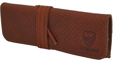 GERMANUS Federmäppchen Strap, Leder - Made in EU (Struktur Braun)