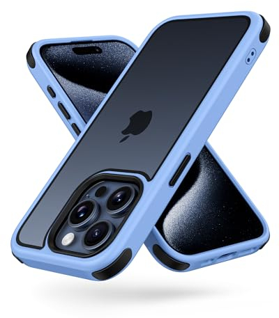 MobNano Cover Compatibile con iPhone 15 Pro, Sottile Antiurto AntiGraffio, Protettiva Custodia Compatibile con iPhone 15 Pro-6.1 Pollici - Azzurro/Nero