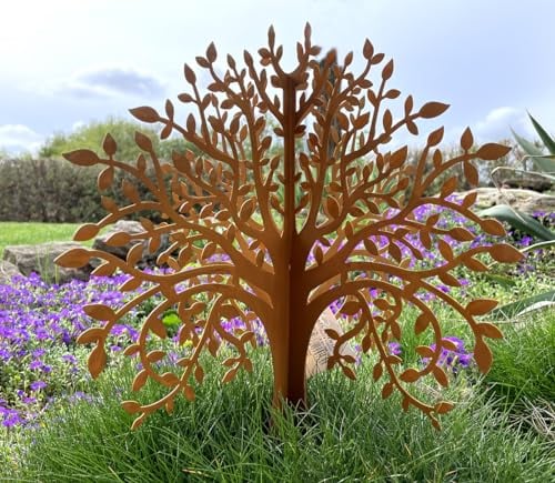 LB H&F Gartenstecker LEBENSBAUM 2tlg. 3D Baum 40x38cm zum stecken Gartendeko Deko Dekoration aus 2 Steckelementen Metall Rost Edelrost