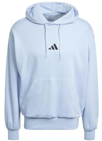 adidas Herren Essentials FEELCOZY Fleece Hoodie, Glow Blue/Black, L