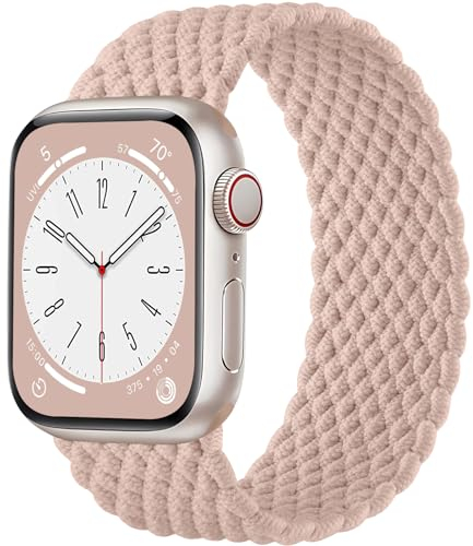Maledan Geflochtenes Armband Kompatibel mit Apple Watch Armband 41mm 40mm 38mm für Damen Herren, Elastisches Nylon Solo Loop Armbänder für Apple Watch SE/Series 9 8 7 6 5 4 3 2 1 Ultra