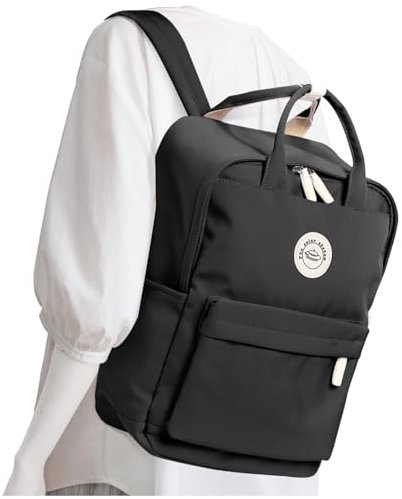 vivatote Schulrucksack für Mädchen, modische Büchertasche, 35,6 cm (14 Zoll), Laptop-Rucksack, A-Schwarz, Small, Minimalistisch