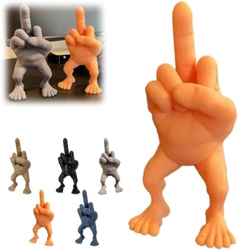 Middle Finger Figure with Legs,Funny Middle Finger Statue Decor,3D Printed Sculpture,Resin Finger Sculpture,Interesting Quirky Middle Finger Statue,Rebellious Figurine Decoration (Orange, 3ins)