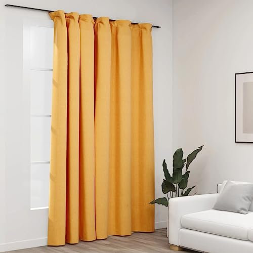 UJCHVHN Decor - Tenda oscurante effetto lino, con ganci, 290 x 245 cm, colore: Giallo