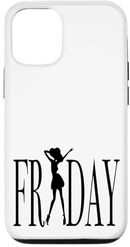 Hülle für iPhone 15 Freitag - retro vintage happy fun trendy weiß schlicht