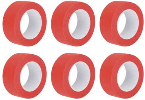 sourcing map Lot de 6 rouleaux de ruban de masquage rouge de 2,5 cm de large pour la maison, le bureau, les entrepreneurs commerciaux, peinture sans gouttes large