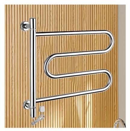 Schwenkbarer Handtuchwärmer aus Edelstahl, elektrisch beheizte Handtuchhalter für Badezimmer, Spa, Hotels, an der Wand montierter Handtuchwärmer, fest verdrahtet