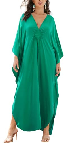 L-Peach Damen Bohemian Kaftan Maxi Loungewear Übergroße Nachthemd Homewear Strand Vertuschen Kleid