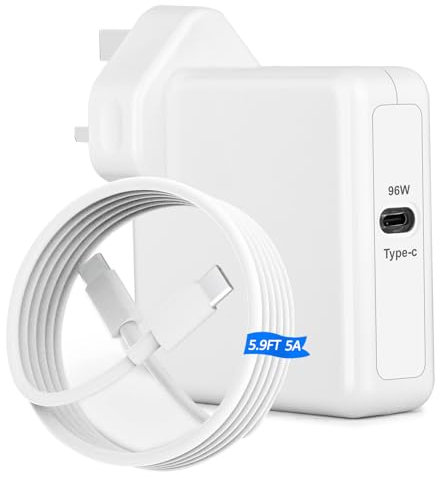 Mac Book Pro Charger 96W Mac Book Air Power Adapter Charger For Mac Book Pro 16, 15, 14, 13 inch 2024, 2023, 2022, 2021, M3 M2 M1 Mac Book Air USB C Laptop Power Adapter with LED, 5A Cable Charging