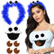 iZoeL krümelmonster kostüm Damen Kinder, Cookie Haarreif krümelmonster Keks Augen Mund aufkleber Cookie krümelmonster Kostüm Accessorie, Damen Kinder Kostüm karneval Fasching Mottoparty Kostüm