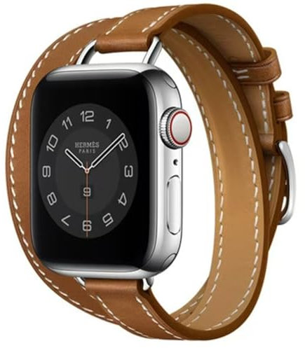 AIYIRUO Compatible avec Bracelet Apple Watch Series 10 Double Tour Mince pour iWatch pour Femmes Hommes Bracelet en Cuir Véritable pour iWatch Ultra SE Series 10 9 8 7 6 5 4 3 2 1